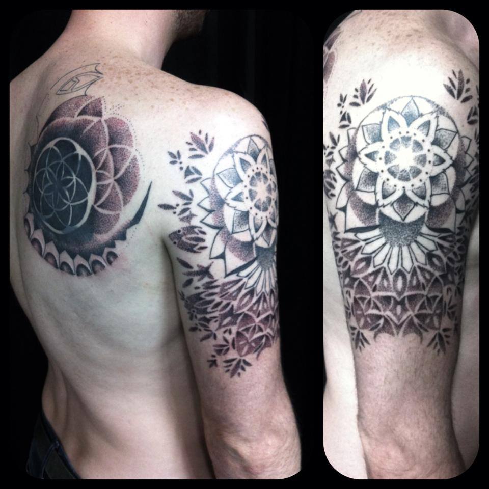 Mandala & dot work tattoo. – Golden Iron Tattoo Studio DownTown Toronto