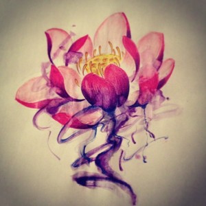 Lotus color painting.  Golden Iron Tattoo Studio is located on 363 Spadina Ave Toronto ON, M5T 2G3. For inquires on booking an appointment please contact (416)-903-1624 during opening hours 11:00AM-8:00PM