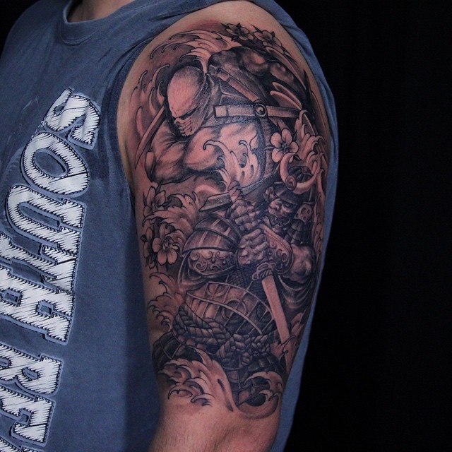 Samurai vs Ninja tattoo – Golden Iron Tattoo Studio DownTown Toronto