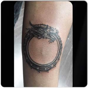 The Ouroboros Tattooed By Greg. For any inquires check us out at http://goldenirontattoostudio.com/ or to book an appointment contact (416)-903-1624 during opening hours 11:00AM-8:00PM