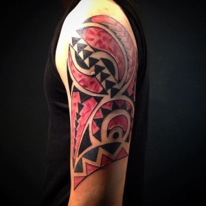 Polynesian Tribal Color Tattoo By @wuuuuups. For all inquires check us out at http://goldenirontattoostudio.com/