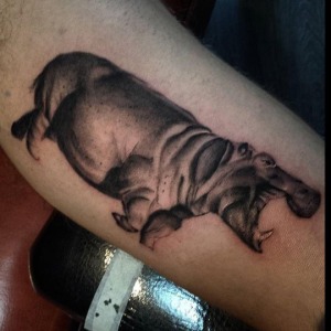 Black & Grey Hippo Tattooed By Kristian For all inquires check us out at http://goldenirontattoostudio.com/