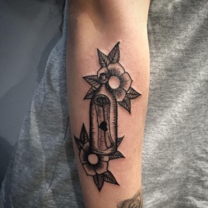 Message In A Bottle Tattooed By Greg.  For all inquires check us out at http://goldenirontattoostudio.com/
