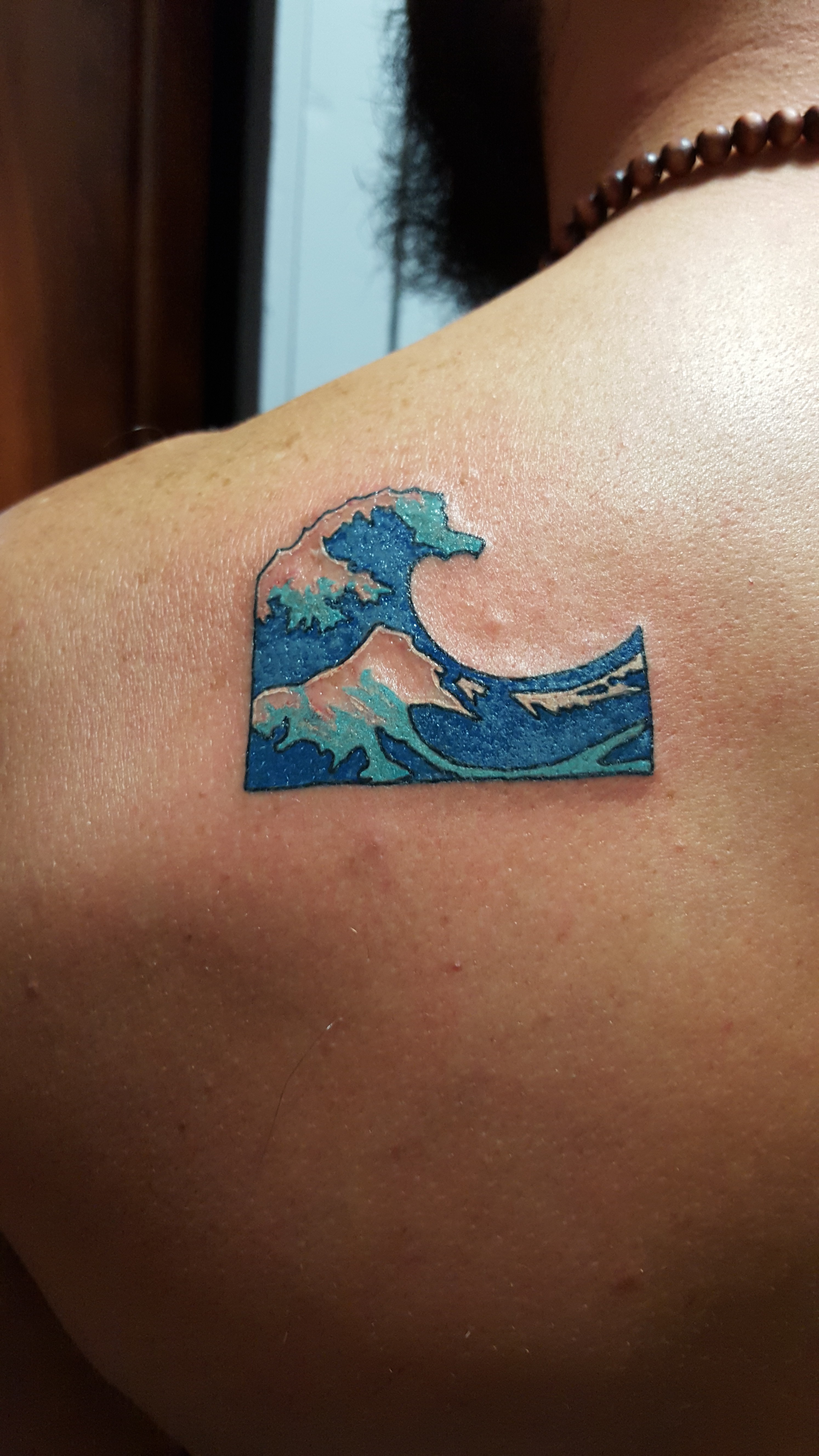 Minimalist japanese wave and mountain tattoo on Craiyon