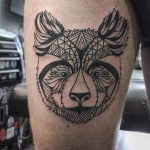 Geometric Panda tattooed by Gregory.  For all inquires check us out at http://goldenirontattoostudio.com/